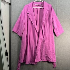 Girl With Curves Petite 3/4Sleeve Wrap Coat with Tie Wa Radiant Orchid Petite 1X